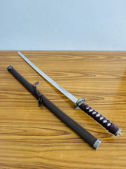 Brown Silver Blade Japanese Katana