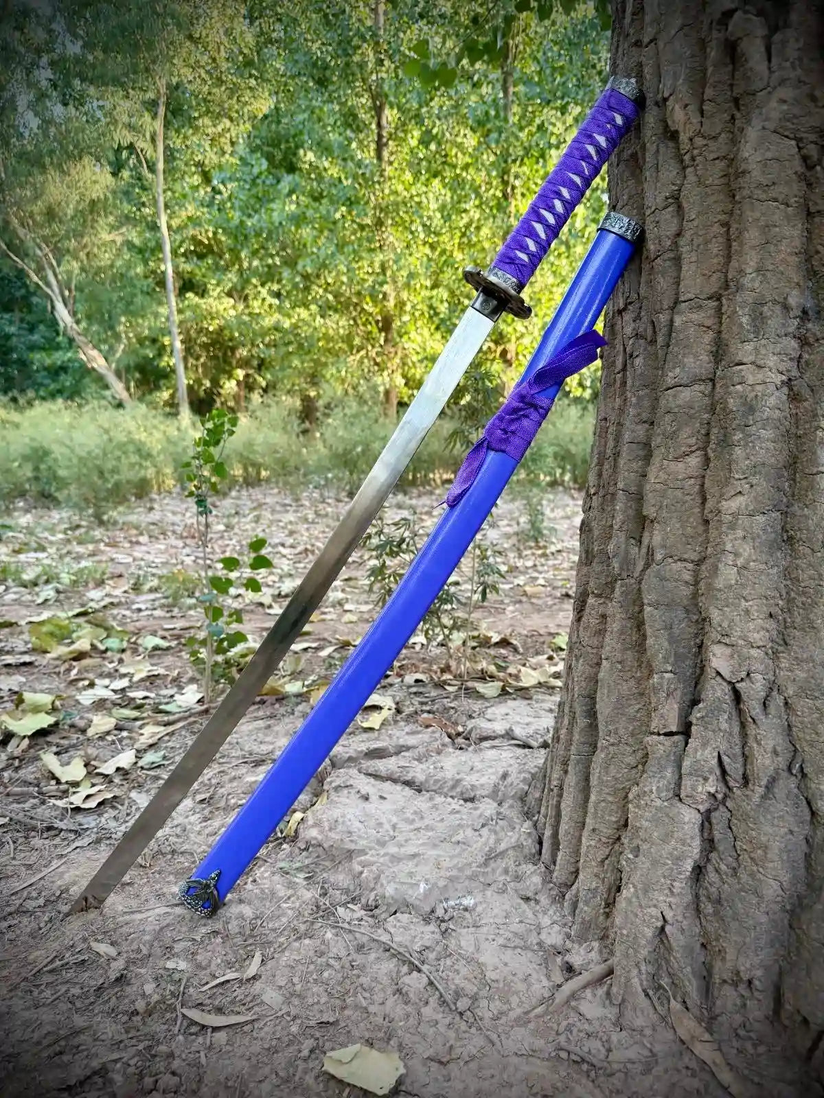 Silver Blade  Purple Handel Japanese Katana