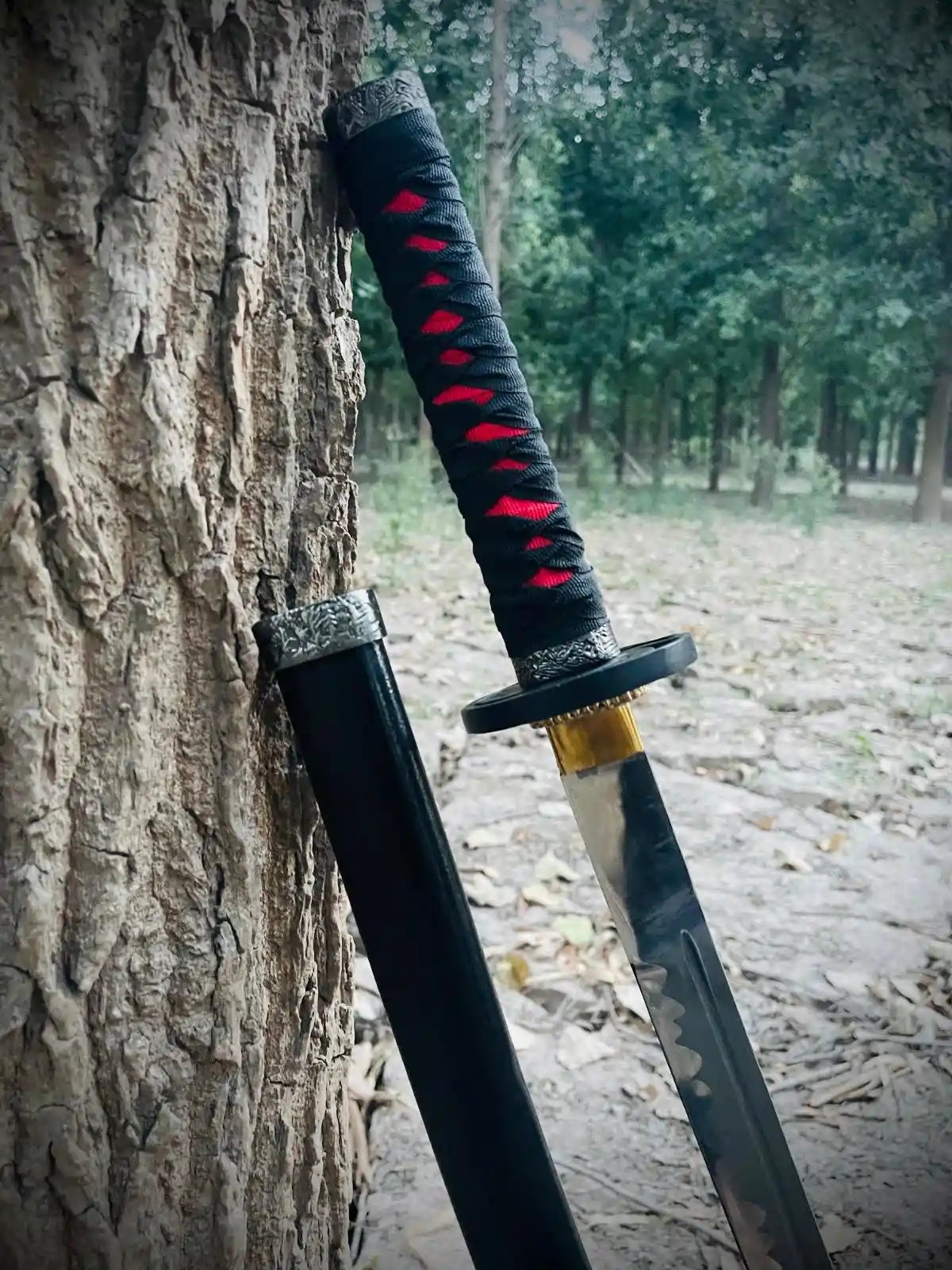 Black & Red Ring Handel High Quality Katana