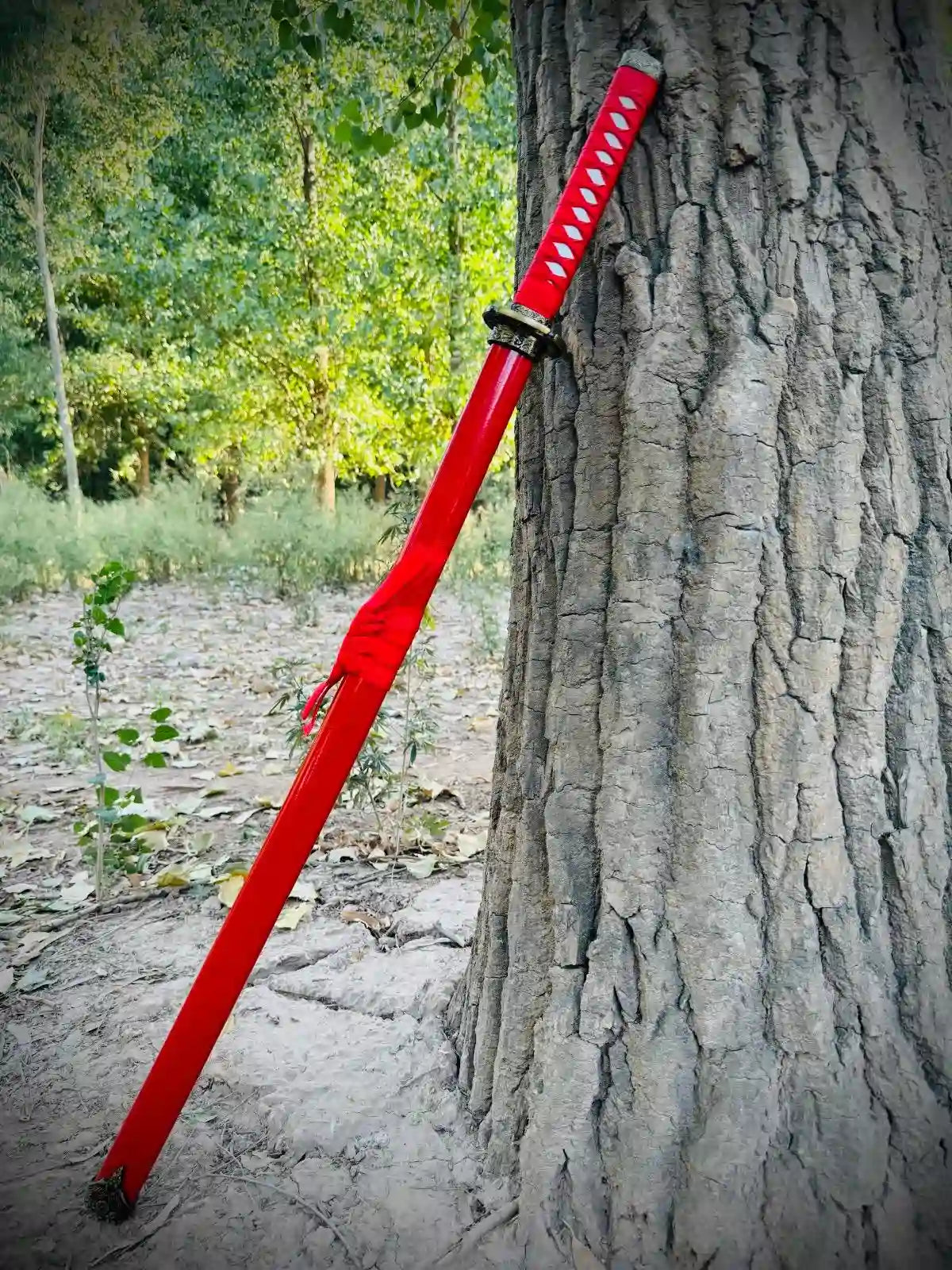 Silver Blade Japanese Katana   | Red Handle |