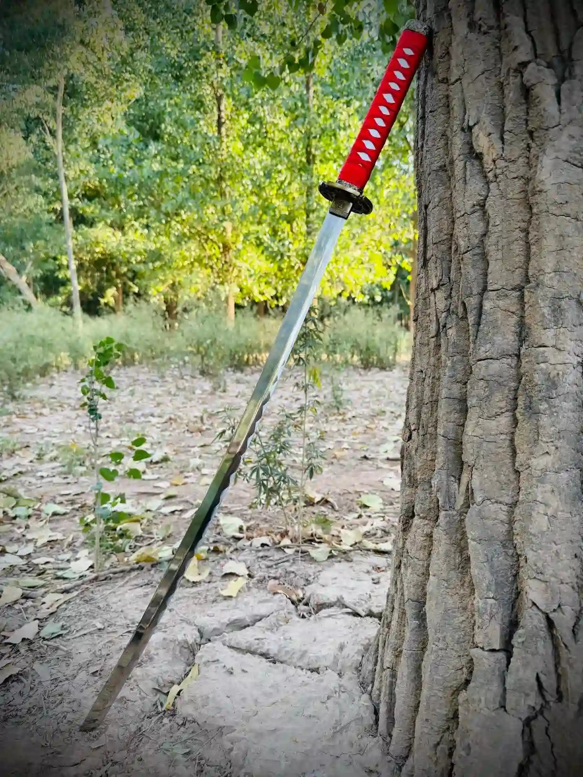 Silver Blade Japanese Katana   | Red Handle |