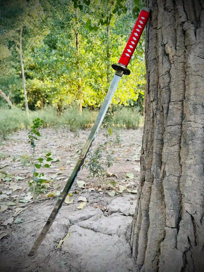 Silver Blade Japanese Katana   | Red Handle |