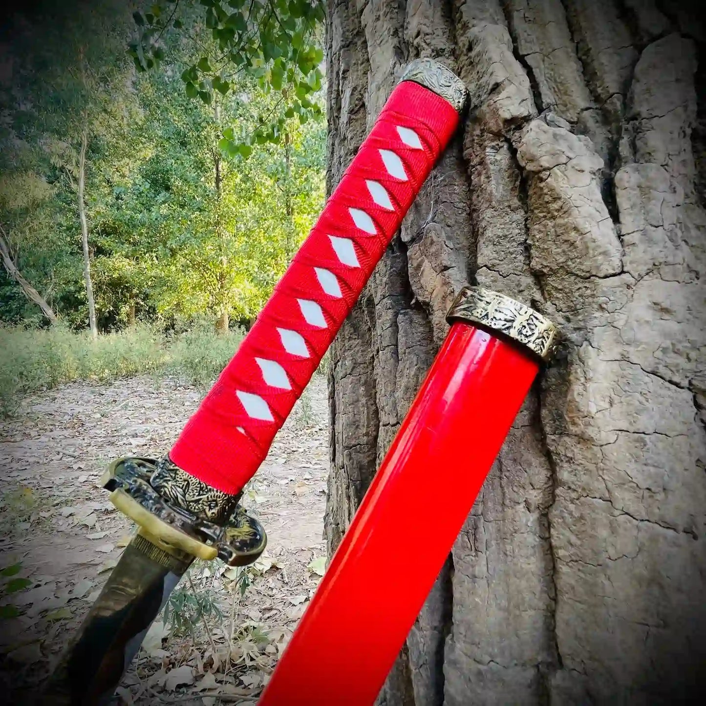 Silver Blade Japanese Katana   | Red Handle |