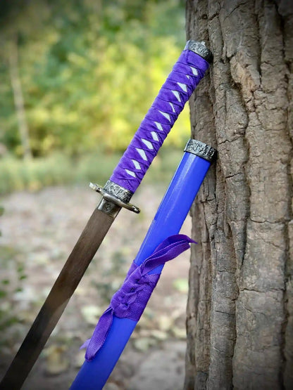Silver Blade  Purple Handel Japanese Katana