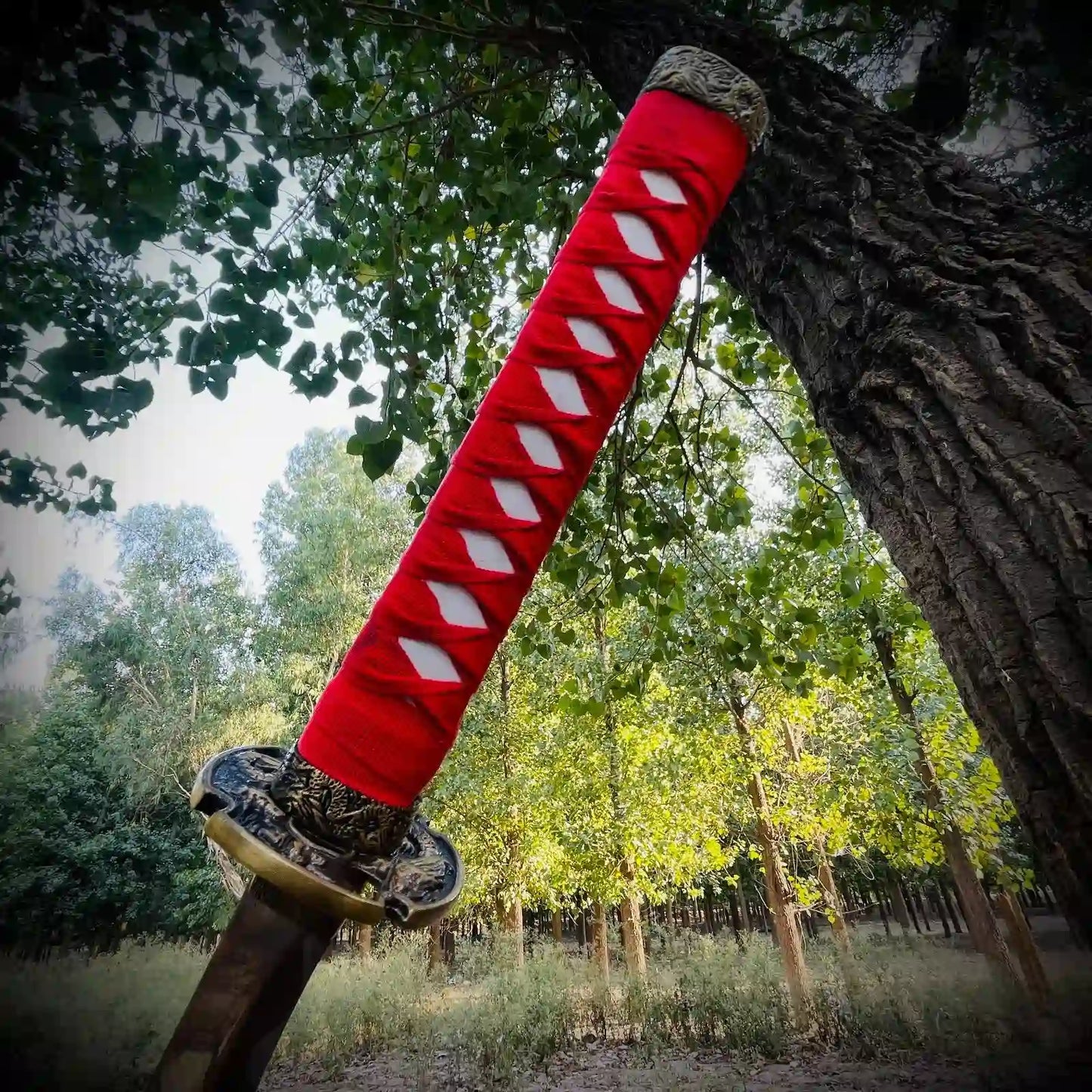 Silver Blade Japanese Katana   | Red Handle |