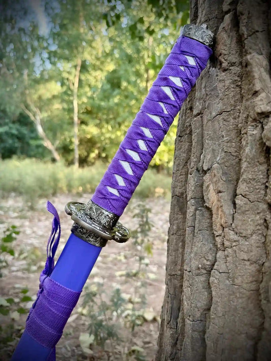 Silver Blade  Purple Handel Japanese Katana