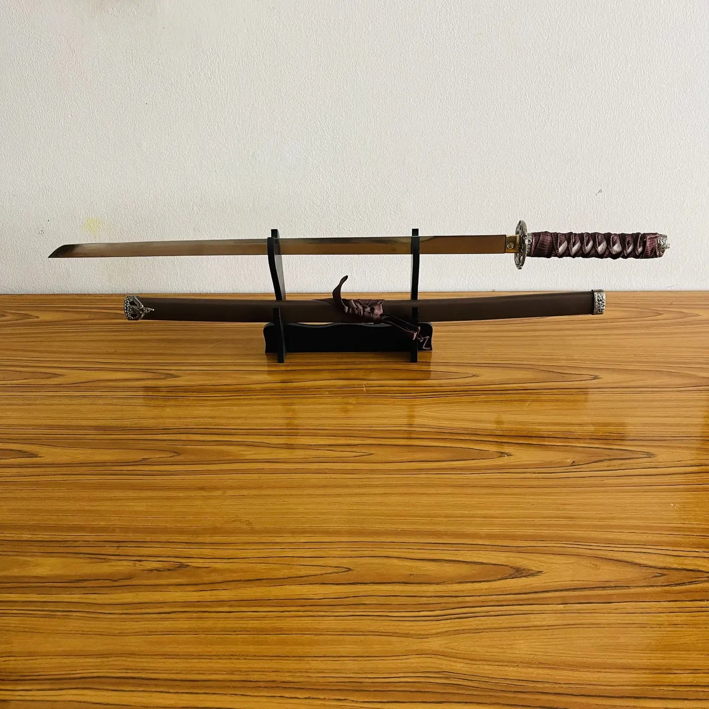 Brown Silver Blade Japanese Katana