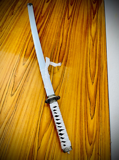 Real White and Black Handel | Silver Katana|