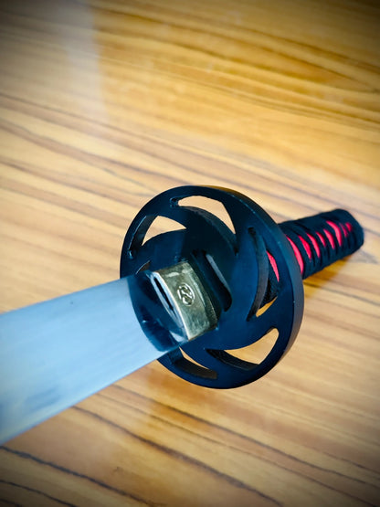 Black & Red Ring Handel  |Silver High Quality Katana |