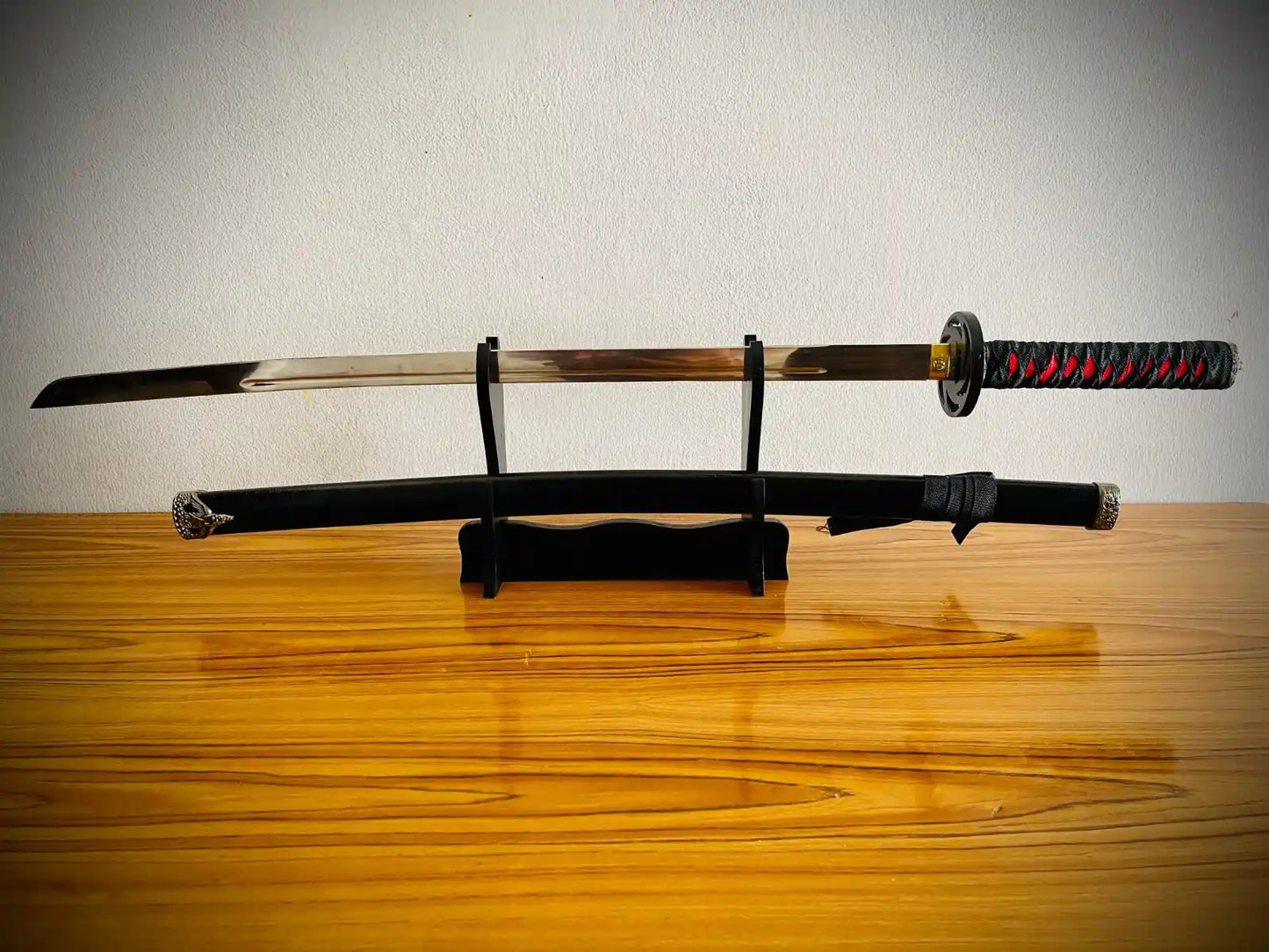 Black & Red Ring Handel  |Silver High Quality Katana |