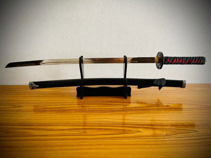 Black & Red Ring Handel  |Silver High Quality Katana |