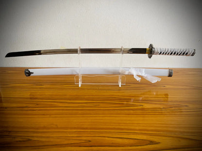 Real White and Black Handel | Silver Katana|