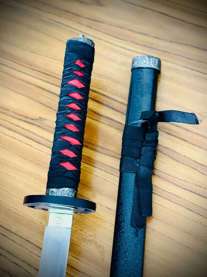 Black & Red Ring Handel  |Silver High Quality Katana |