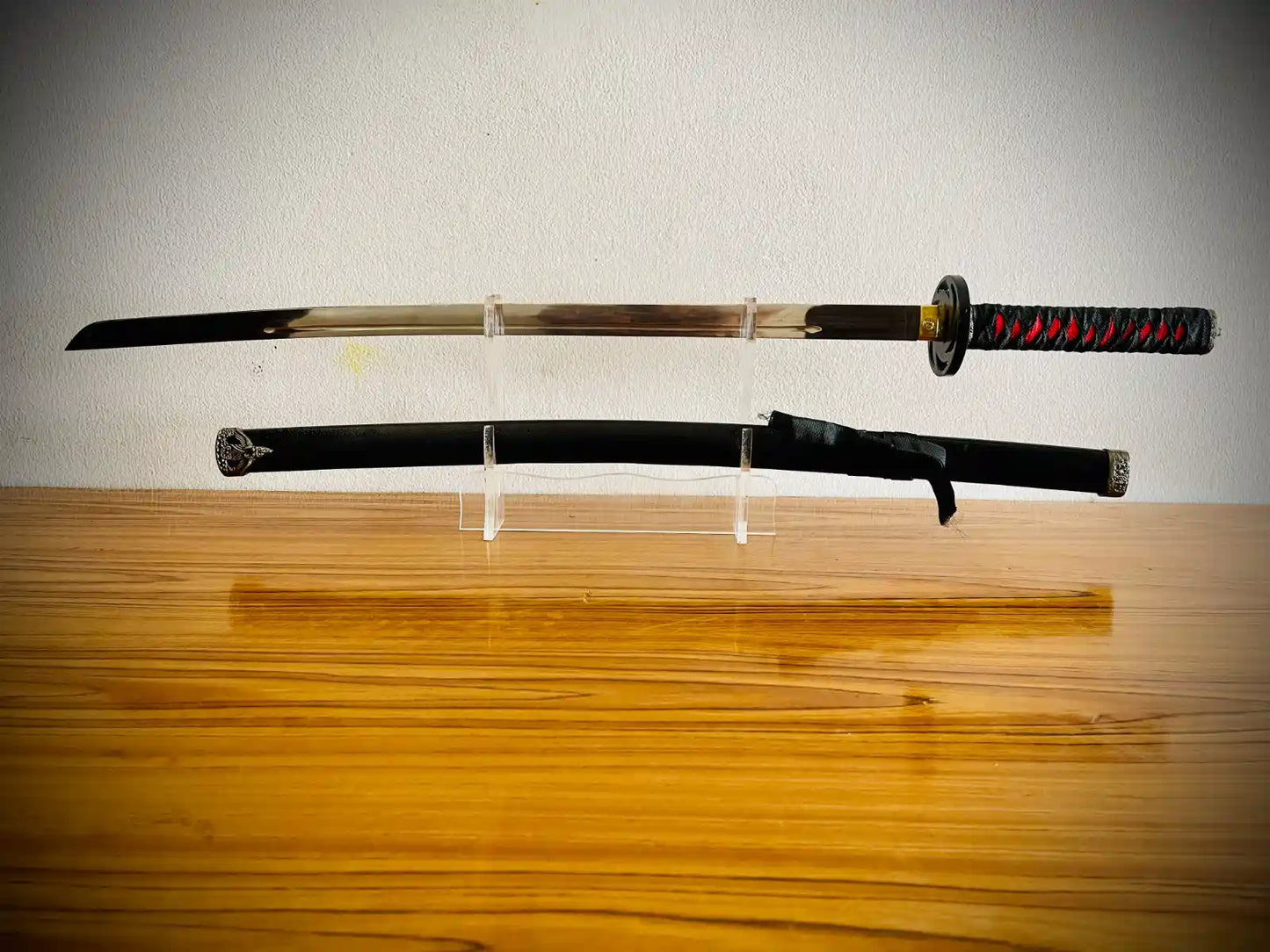 Black & Red Ring Handel  |Silver High Quality Katana |