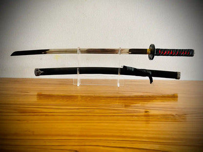 Black & Red Ring Handel  |Silver High Quality Katana |